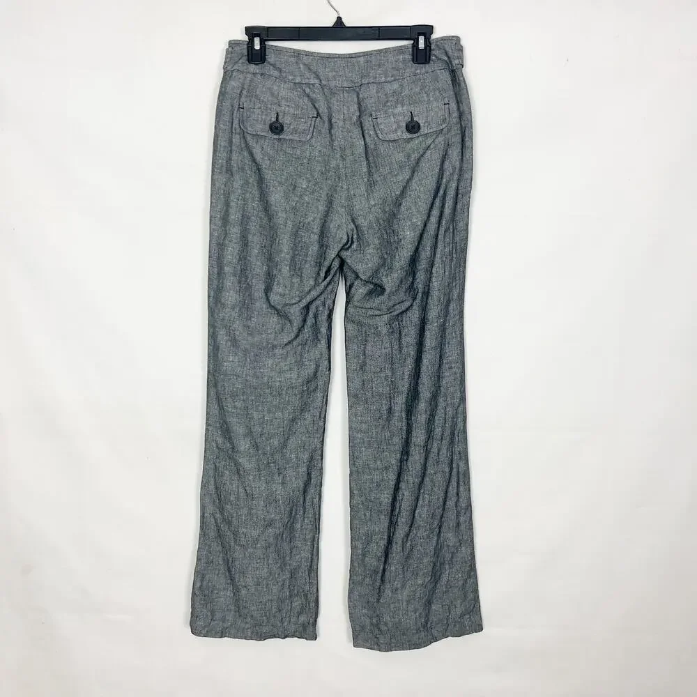 Banana Republic Womens Pants 8 Jackson Fit Linen Cotton Wide Leg Coastal Preppy